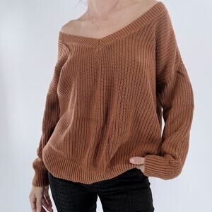 Forever 21 Burnt Orange Knit Sweater with Open Back Detail Medium